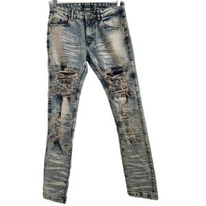 TRACK 23 Intelligent Design Skinny Fit Men's Jeans 30x32 Acid Wash Distressed